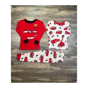 Disney Pixar Cars Lightning McQueen 5T Pajamas Kids 3-Piece PJ Set Red Cotton